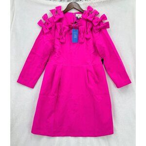 Tuckernuck Mini Dress Womens Size M Hot Pink Designer 3/4 Sleeve Bows